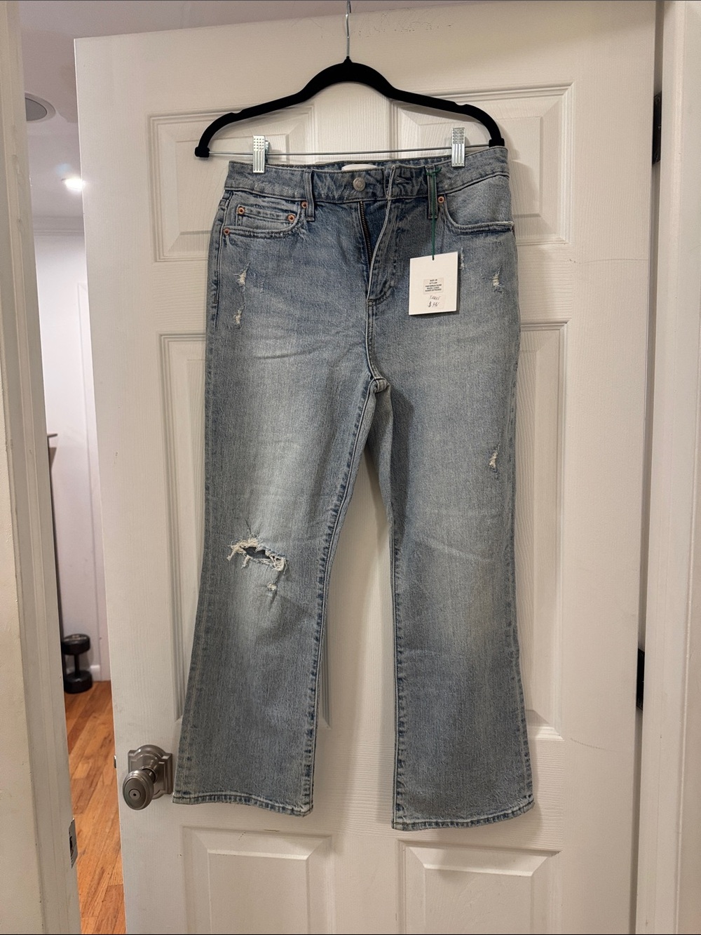 pistola Light Blue Distressed Flare Jeans